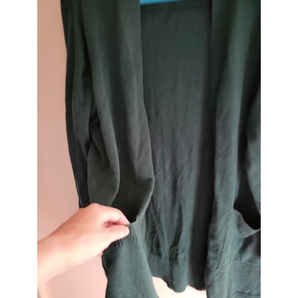 Denim & Co Long Green Cardigan Sweater 1X - Picture 3 of 5